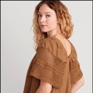 Old Navy Flutter Sleeve Crochet Top